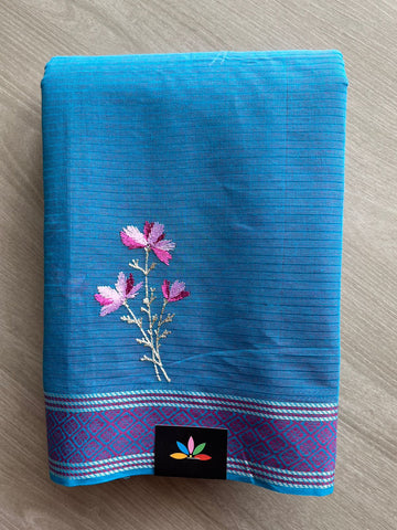 Machine Embroidered Cotton Saree- 27084