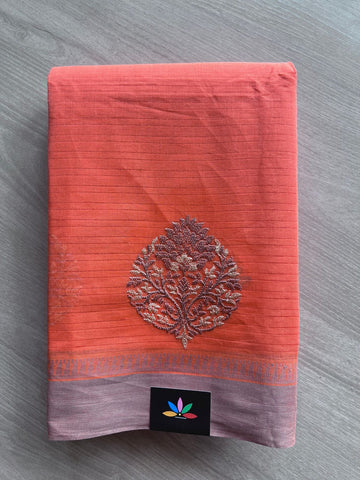 Machine Embroidered Cotton Saree- 27085