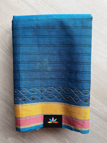 Machine Embroidered Cotton Saree- 27087