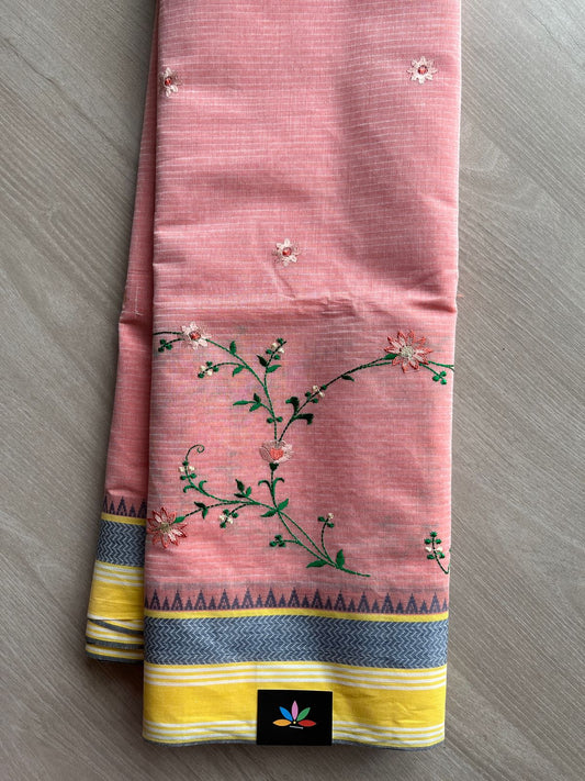 Machine Embroidered Cotton Saree- 27088