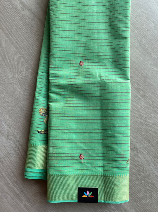 Machine Embroidered Cotton Saree- 27090