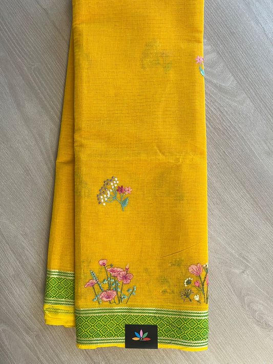 Machine Embroidered Cotton Saree- 27093
