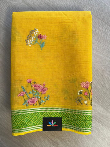 Machine Embroidered Cotton Saree- 27093