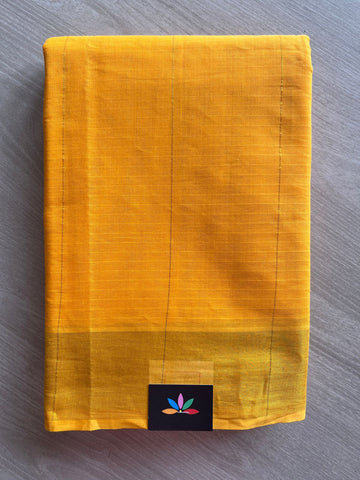 Deep Yellow Simple Striped Pallu Cotton Saree -27137