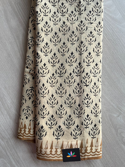 Handblock Printed Mul Cotton Saree-27198-27200
