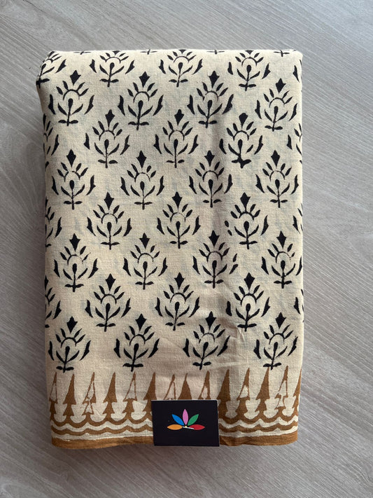 Handblock Printed Mul Cotton Saree-27198-27200