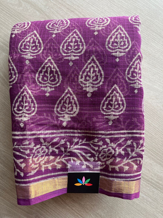 Handblock Printed Kota Doria Saree -27263