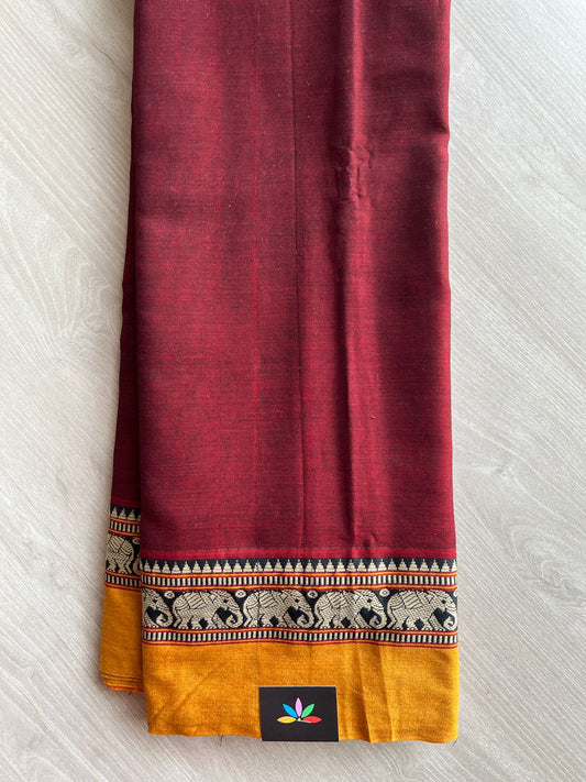 Elephant Border Narayanpet Mercerized Cotton Saree -27279