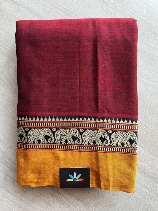 Elephant Border Narayanpet Mercerized Cotton Saree -27279