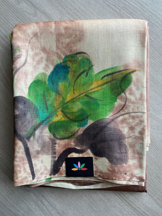 Hand painted Desi Tussar Silk Saree - 27282