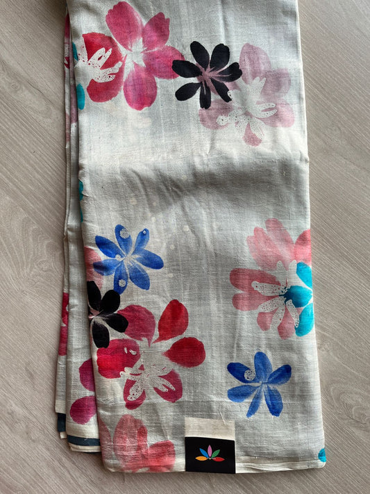 Hand painted Desi Tussar Silk Saree - 27283