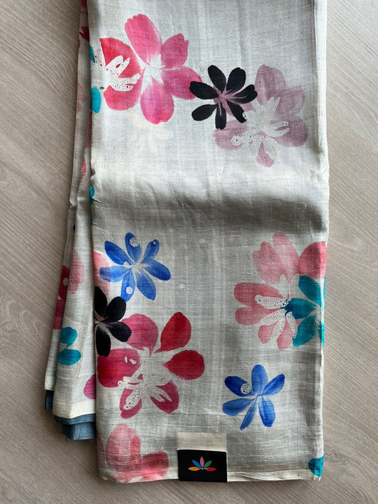 Partly Pallu Hand painted Desi Tussar Silk Saree - 27283