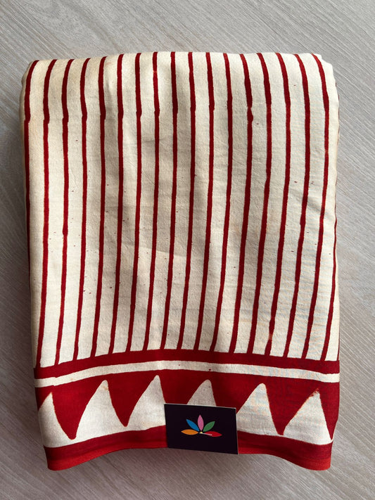 Natural Dye Hand block Printed Modal Silk Saree -27335