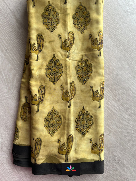 Natural Dye Hand block Printed Modal Silk Saree -27336