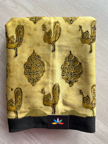 Natural Dye Hand block Printed Modal Silk Saree -27336