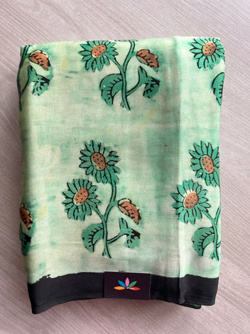 Natural Dye Hand block Printed Modal Silk Saree -27337