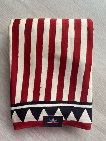 Natural Dye Hand block Printed Modal Silk Saree -27338