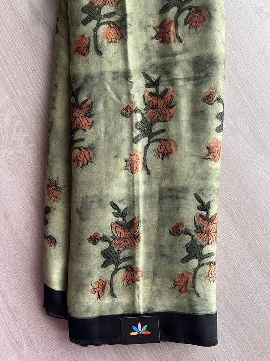 Natural Dye Hand block Printed Modal Silk Saree -27340