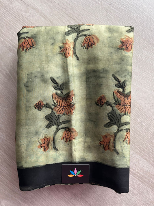 Natural Dye Hand block Printed Modal Silk Saree -27340