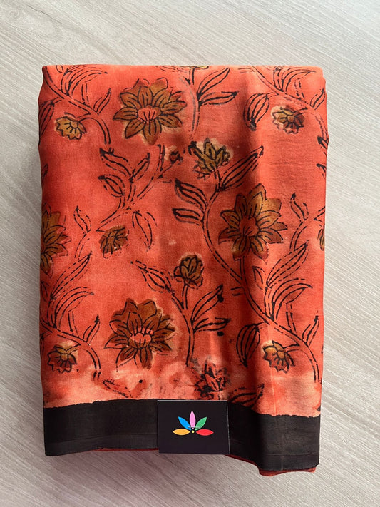 Natural Dye Hand block Printed Modal Silk Saree -27341