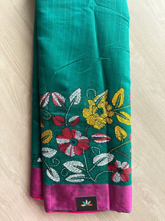 Kantha Stitch Silk Cotton Saree-27349