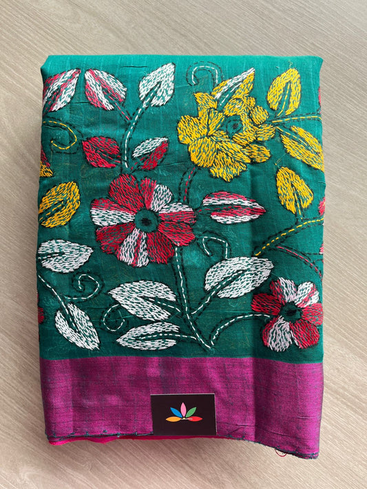 Kantha Stitch Silk Cotton Saree-27349