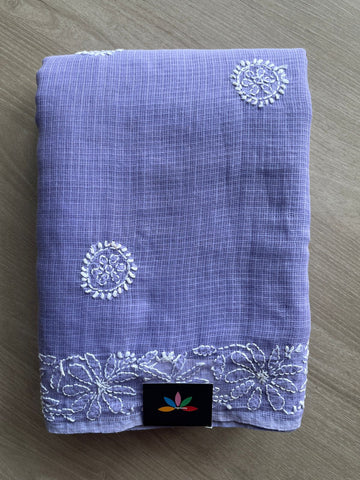 Hand embroidered Chikankari Kota Cotton Saree - 27372