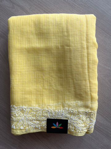 Hand embroidered Chikankari Kota Cotton Saree - 27375