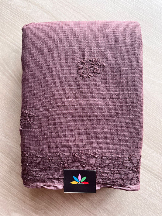 Hand embroidered Chikankari Kota Cotton Saree - 27378