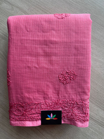 Hand embroidered Chikankari Kota Cotton Saree - 27379