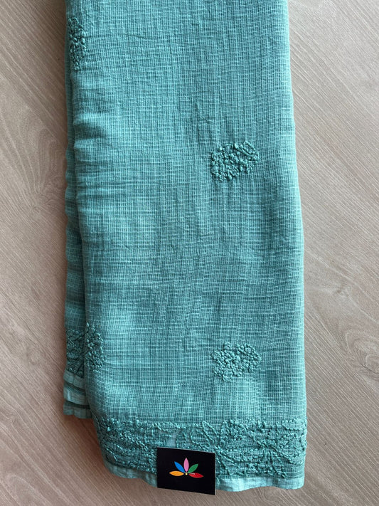 Hand embroidered Chikankari Kota Cotton Saree - 27380
