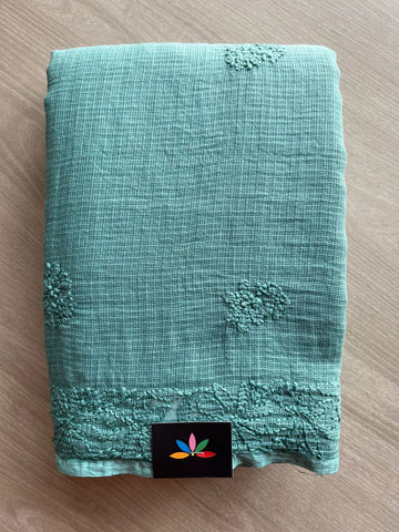 Hand embroidered Chikankari Kota Cotton Saree - 27380
