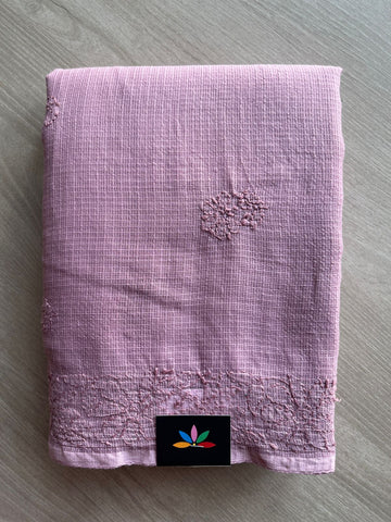 Hand embroidered Chikankari Kota Cotton Saree - 27383