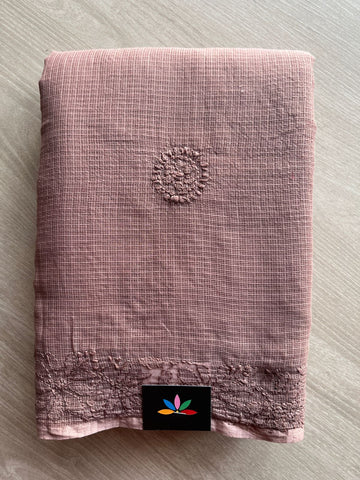 Hand embroidered Chikankari Kota Cotton Saree - 27384