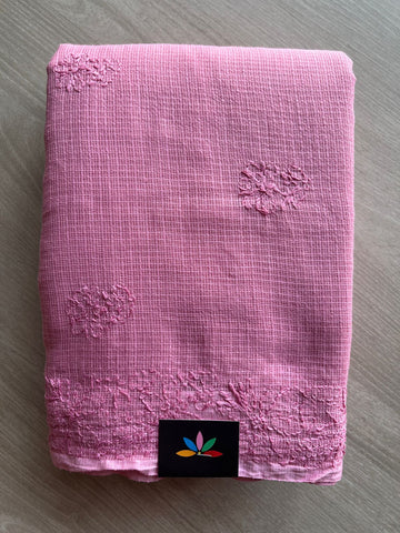Hand embroidered Chikankari Kota Cotton Saree - 27385