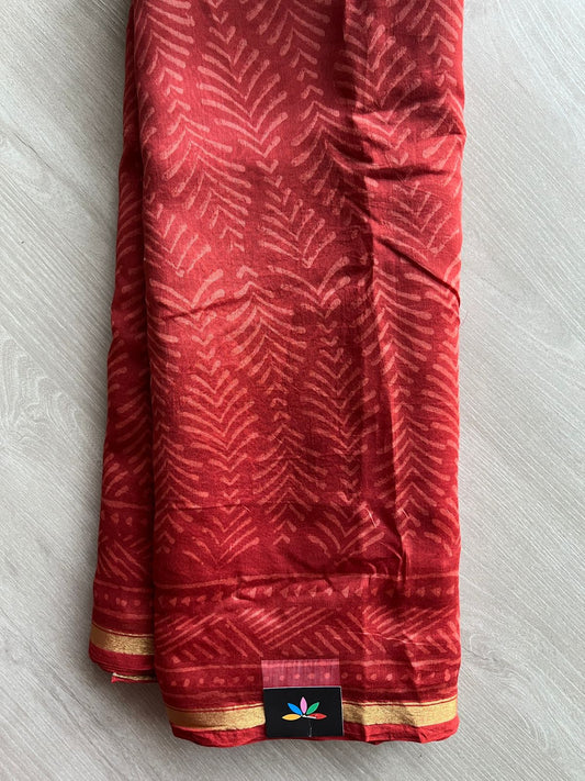 Handblock Printed Chanderi Cotton Silk Saree - 27396-27397