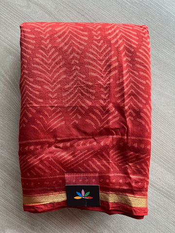 Handblock Printed Chanderi Cotton Silk Saree - 27396-27397