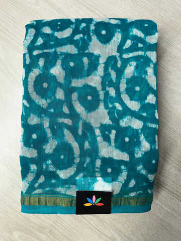 Handblock Printed Chanderi Cotton Silk Saree - 27398-27399