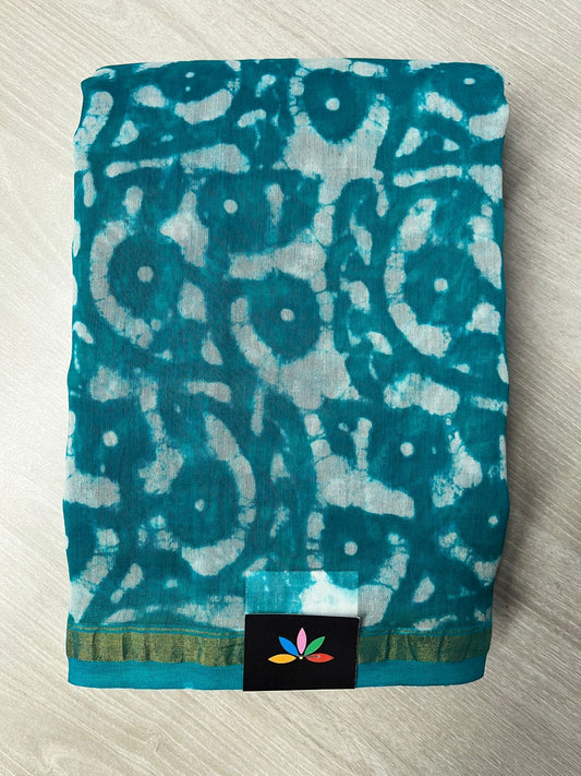 Handblock Printed Chanderi Cotton Silk Saree - 27398-27399