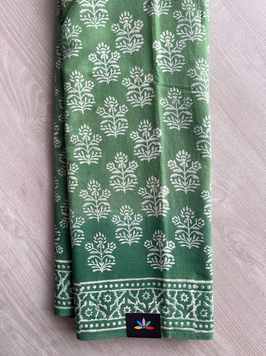 Handblock Printed Mul Cotton Saree-27419-27420