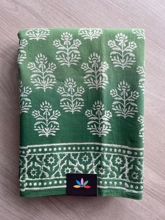 Handblock Printed Mul Cotton Saree-27419-27420