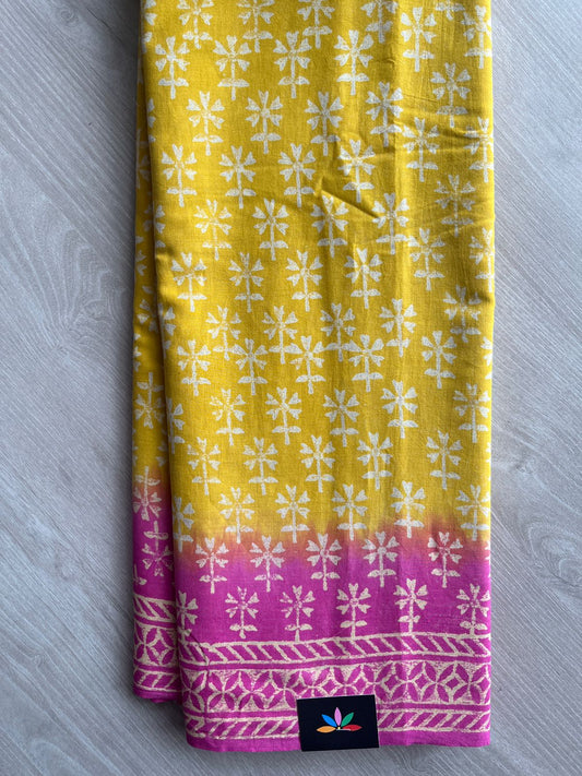 Handblock Printed Mul Cotton Saree- 27421-27422