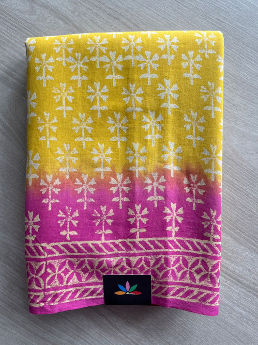 Handblock Printed Mul Cotton Saree- 27421-27422