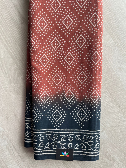 Handblock Printed Mul Cotton Saree- 27423-27424