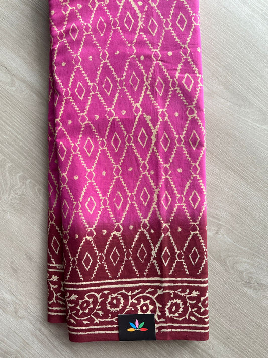 Handblock Printed Mul Cotton Saree- 27425-27426