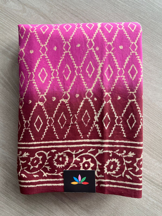 Handblock Printed Mul Cotton Saree- 27425-27426