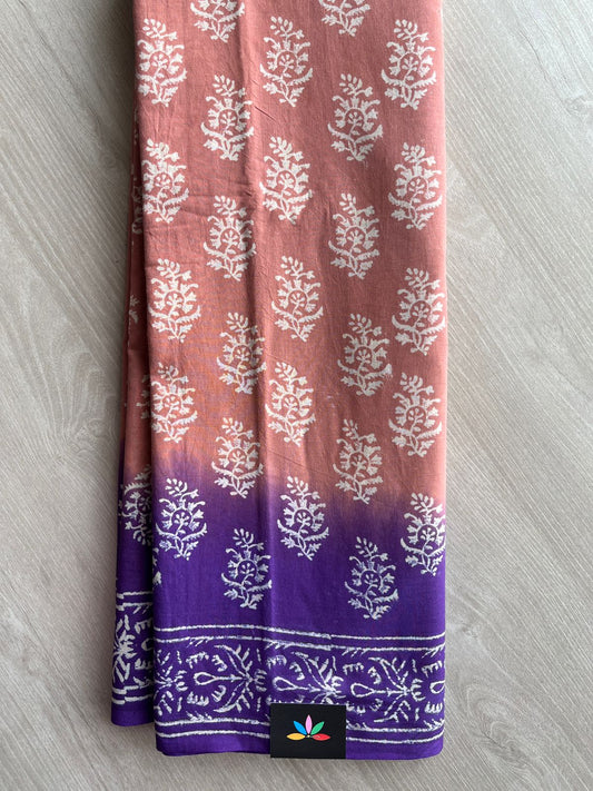 Handblock Printed Mul Cotton Saree- 27427-27428