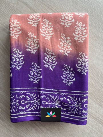 Handblock Printed Mul Cotton Saree- 27427-27428