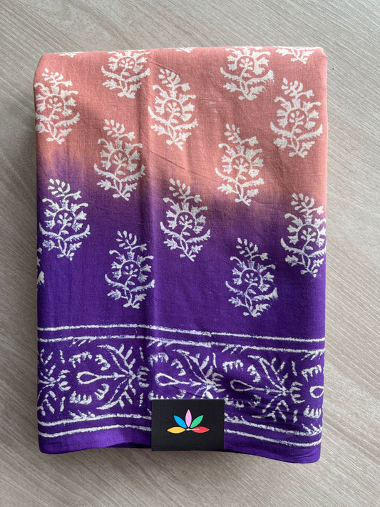 Handblock Printed Mul Cotton Saree- 27427-27428