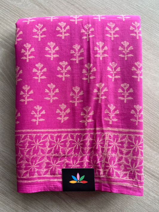 Handblock Printed Mul Cotton Saree- 27431-27432